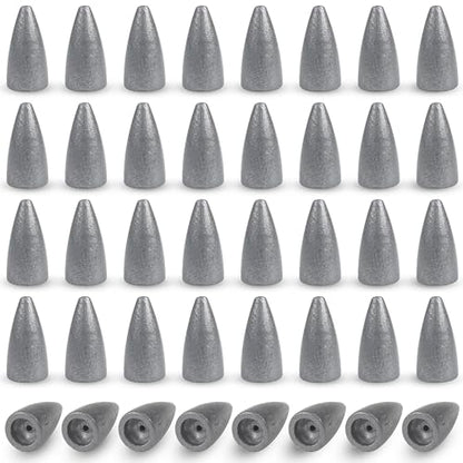 Bullet Fishing Weights Sinkers, 40pcs Worm Weights for Bass Fishing Slip Sinkers Texas Carolina Rig Sliding Weights Lead Fishing Weights Saltwater Freshwater Fishing Tackle - style: 1/2oz-40pcs