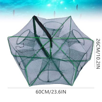 The Magic Foldable Fishing Trap, Folding Fishing Net，2024 Upgrade Auto-Foldable Strengthened Fishing Trap Net, Minnow Traps for Bait Fish，Fish Traps，Crawfish Trap，Minnow Trap - color: 6Holes