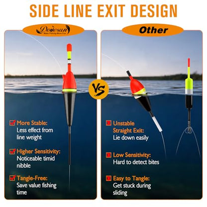 Dovesun Light Up Bobbers Night Fishing Slip Bobbers for Fishing Bobbers Floats Pcs with Glow Sticks Pcs for Catfish Crappie 6PCS - size: 3/8oz-10g-6pcs