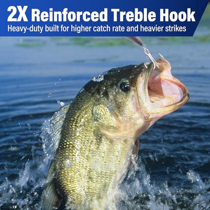 Dr.Fish 30 Pack Hybrid Fishing Treble Hooks 2X Strong, #14-#3/0, Triple Hooks High Carbon Steel Hollow Point, Replacement Hard Lures Crankbait Freshwater Saltwater - size: #14-30 Pack
