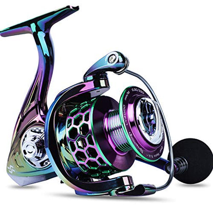 Sougayilang Colorful Fishing Reel 13 +1 BB Light Weight Ultra Smooth Powerful Spinning Reels, with CNC Line Management Graphite Frame, for Freshwater - size: LY2000