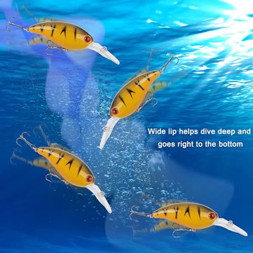 Crankbait Fishing Lures Hard Bait Shallow Diving Crank Bait Lifelike Swimbait Lures for Bass Trout Walleye Pike Freshwater Saltwater Fishing Lure - color: B-8pcs-3.9in/0.5oz
