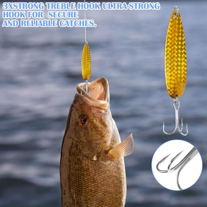 Soulchen 6 Pcs Crocodile Fishing Spoons with Heavy Duty Treble Hooks Saltwater Freshwater Fishing Lures Spoons for Tuna Bass Salmon Trout Walleye Pompano Mackerel Bluefish Casting