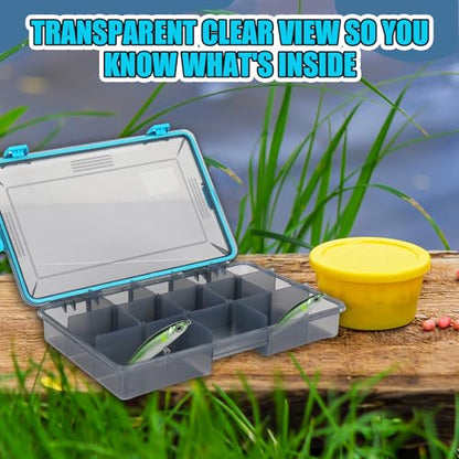 JarThenaAMCS 4 Pack Fishing Tackle Box Waterproof Plastic Tackle Storage Tray with Adjustable Dividers Portable Lure Bait Container for Outdoor Fishing Gear Organization (Orange, Green, Blue, Pink)