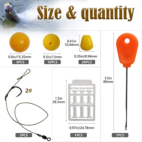 Dovesun Carp Fishing Hair Rigs Carp Fishing Equipment with Baits Hooks Accessories 41PCS/151PCS - color: Size#2-41PCS