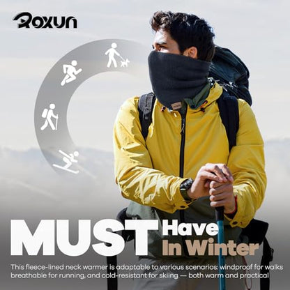 ROXUN Winter Neck Gaiter, Neck Warmer Cover Ski Gaiters for Men/Women | Soft Thick Fleece; Gentle on Skin; Stretchy Fit; Multi-function; Elegant Chic Look; Multi-color Options - color: Olive Green