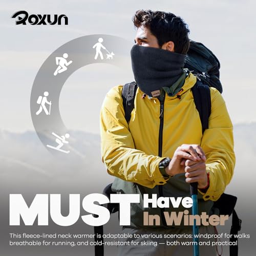 ROXUN Winter Neck Gaiter, Neck Warmer Cover Ski Gaiters for Men/Women | Soft Thick Fleece; Gentle on Skin; Stretchy Fit; Multi-function; Elegant Chic Look; Multi-color Options - color: Moss Green
