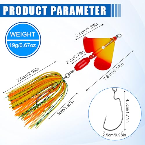 Spinnerbait Fishing Lures Kit - 6/12pcs Bass Fishing Buzzbait Lures Spinner Baits for Bass Trout Pike Salmon Multicolor Swimbait Buzz Bait Metal Spinner baits Swim Jigs Freshwater Saltwater - color: Style B-6pcs