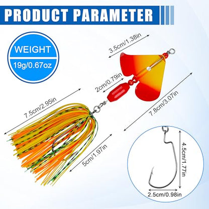 Spinnerbait Fishing Lures Kit - 6/12pcs Bass Fishing Buzzbait Lures Spinner Baits for Bass Trout Pike Salmon Multicolor Swimbait Buzz Bait Metal Spinner baits Swim Jigs Freshwater Saltwater - color: Style B-6pcs