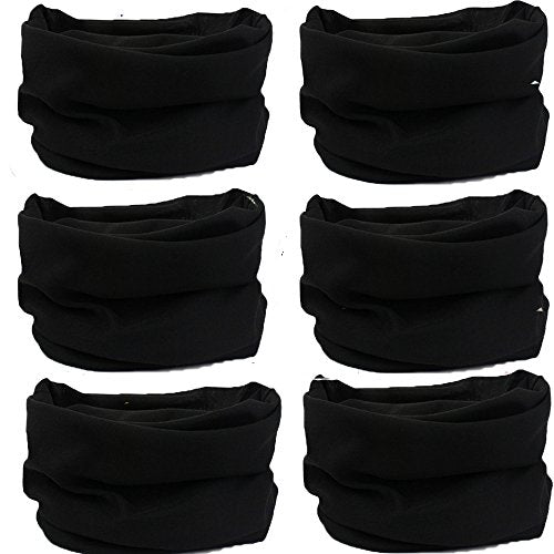 Venswell Neck Gaiter Face Mask Men Women,Seamless Bandana Rave Face Cover Scarf Mask,Balaclava,Headband, Head Wrap,Headwear - color: A-solid Black Series