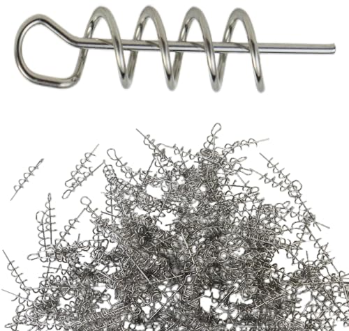 Soft Lure Spring Twist Lock, Fishing Crank Hook Centering Pin | Stainless Steel,Saltwater & Freshwater Safe, Easy To Attach & Remove, For Bass Trout Walleye, Storage Case, 15mm26mm33mm42mm - color: Nickel-B: 26*5mm 100pcs