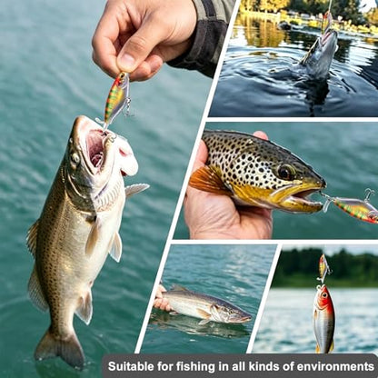 3Pcs Topwater Plopper Fishing Lures, Top Water Bass Fishing Lures for Freshwater, Floating Propeller Topwater Lures Gear Loud Swinging and Vibrating for Bass Walleye Trout Crappie