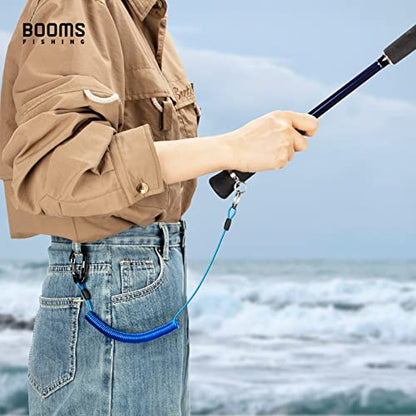 Booms Fishing T01 Coiled Lanyards for Fishing Rods and Fly Fishing Nets - color: Blue, 3pcs