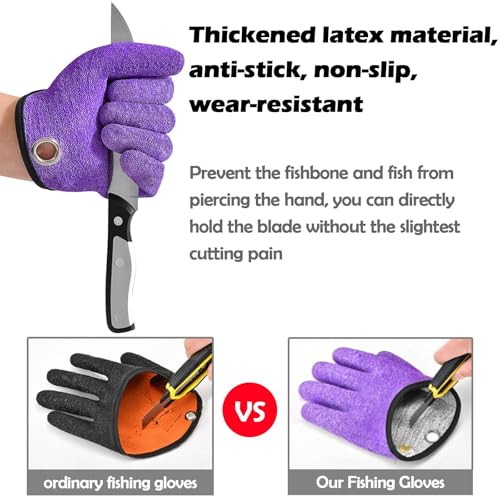 Fishing Gloves with Magnet Release - Non-Slip, Professional, Puncture Proof, Fish Handling - color: Right hand