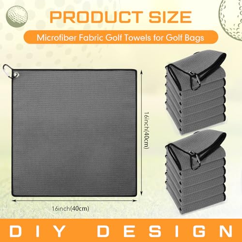 Batiyeer 30 Pcs Golf Towels Bulk for Bags 16'' x 16'' Microfiber Fabric Golf Towel with Clip Waffle Pattern for Men Mini Tournament Fitness Yoga Camping (Dark Gray) - color: Dark Gray