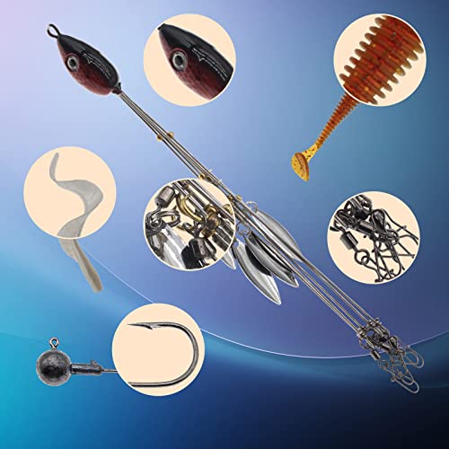 5 Arms Alabama Rigs for Bass Fishing, Swimbait Lure Kit Umbrella Rigs with 4 Willow Leaf Blades for Trout Salmon Freshwater Saltwater - color: 56 Pcs