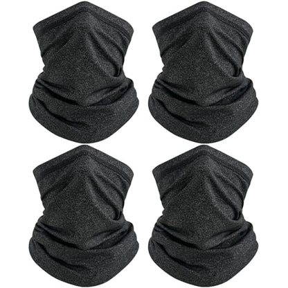 TICONN Neck Gaiter Face Cover Scarf, Neck Warmer Breathable Sun & Wind-proof for Skiing Fishing Hiking Cycling - color: Heather Black-4pk, style: Quick Dry