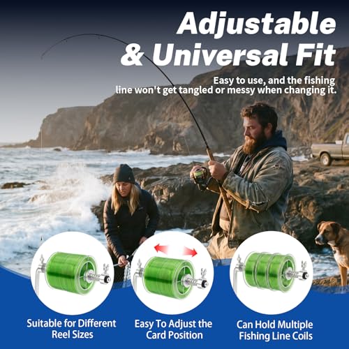 Magnetic Fishing Line Spooler Tool - Portable Adjustable Reel Winder for Spinning Casting Reels. Aluminum Alloy Spooling Station System for Metal Surfaces in Boat, car, Garage Use