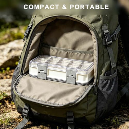 Fishing Tackle Box Tackle Tray Floating Fishing Lure Box Storage Organizer Plastic Box with Adjustable Dividers White Silicone Vertebrae