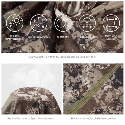 BASSDASH UPF 50+ UV Sun Protection Neck Gaiter Fishing Mask Hunting Kayaking Hiking Cycling Ski Sports - color: Grunge Camo