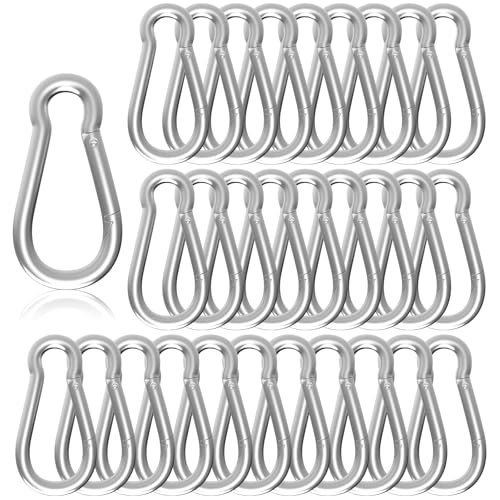 Heavy-Duty Carabiner Clip 1.57"–5.5", Black/Silver Spring Snap Hook, Quick Link Keychain Clip for Keys, Swing Set, Camping, Fishing, Hiking & Traveling (120–1350 lbs) - color: Silver, size: 3.12Inch(M8)-30PCS