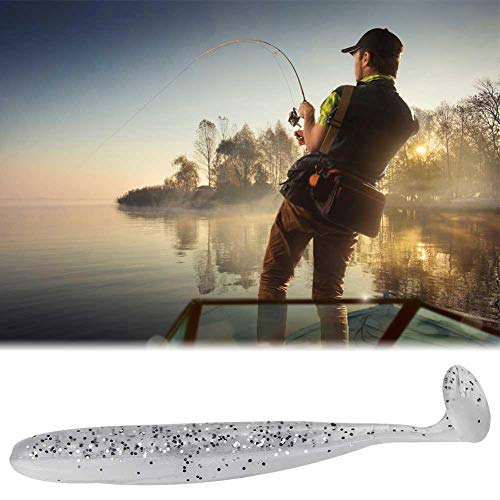 Zer one 20 PCS Fishing Soft Lure 7.5cm/2g Plastic T Tail Bait Artificial Worm Swimbait for Bass Trout Walleye Fishing Accessory - color: White
