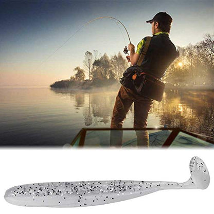 Zer one 20 PCS Fishing Soft Lure 7.5cm/2g Plastic T Tail Bait Artificial Worm Swimbait for Bass Trout Walleye Fishing Accessory - color: White