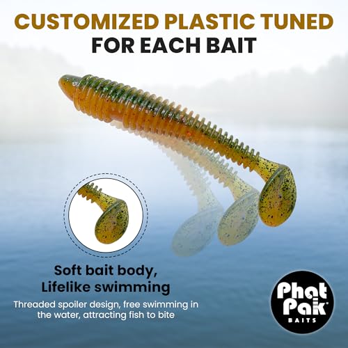 Phat Pak Baits - Phat Swimmer Keitech Style Paddletail Swimbait 2.8" 30ct Ribbed Scented Soft Plastic Bass Fishing Lure - color: Hologram Green Shiner