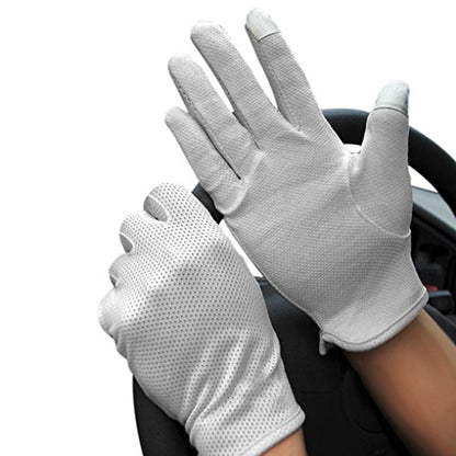 JIAHG Women Men's Driving Gloves Summer UV Sun Glove Non Slip Touchscreen Cotton Gloves Outdoor Sunblock Mittens for Cycling - color: Mesh-gray full finger