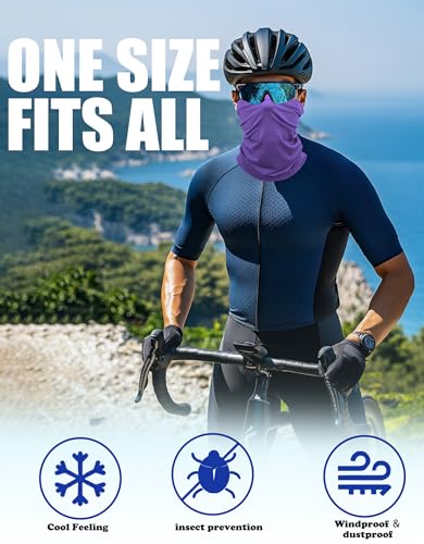 JHYWELL Cooling Neck Gaiter Face Mask, UV Protection Masks Gator, Windproof Bandana for Skiing, Fishing, Hiking, Cycling - color: Purple Pack