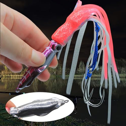 Squid Fishing Lures Set, Fishing Squid Lures Soft Luminous, Large Simulation Artificial Lures Baits Lifelike Plastic Fishing Soft Lure for Saltwater and Freshwater - color: B-Squid Jig 3pcs
