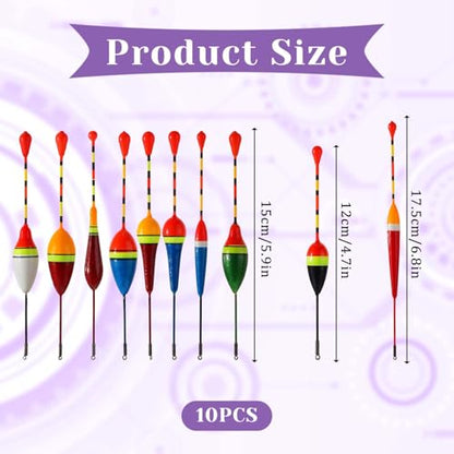 Fishing Float and Bobber,10 Pcs Oval Trout Float Foam Fishing Floats Wood Slip Fishings Bobbers, Bobber Stopper Spring Stick Slip Floats Accessories for Fishings