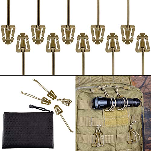 BOOSTEADY 10Pcs Tactical Gear Clip Molle Web Dominators for Outdoor Hydration Tube Backpack Straps Management - color: Coyote Tan