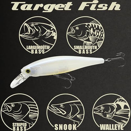 LUCKY CRAFT Pointer 100SP, Jerkbait Side by Side Action Tournament Winning Perfect Wobbling Freshwater Lake Bass Fishing Champion Bait - color: 445 French Pearl OB