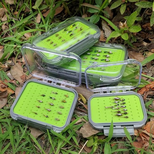Aventik Silicone Fly Fishing Box Jig Box Waterproof Streamer flies Case Double Sided Clear Lid Storage Lure Case Saltwater Freshwater (MB:6.08x4x1.57inch) - style: MB:6.08x4x1.57inch