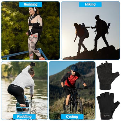 Ptwola Fingerless Gloves Fishing Gloves Paddling Glove Sailing Glove RowingGloves KayakGloves WaterGloves SportsGloves FishingGloves for Men Women Training Cycling Workout Gym Fitness Pull Up