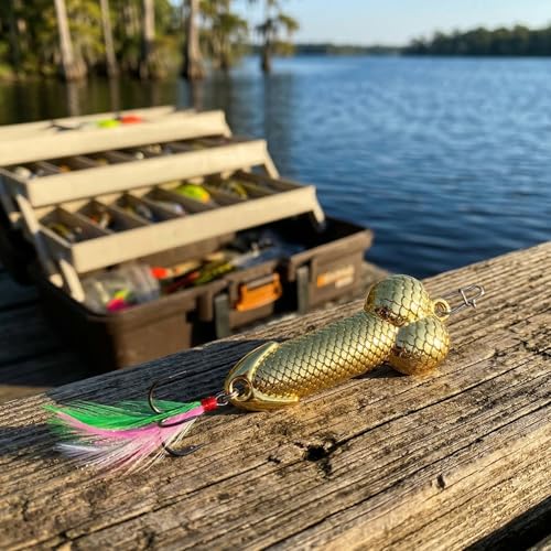 Gag Fishing Lures Set Metal Luminous Sequin Spoons Funny Top Water Bass Fishing Lures Fishermen Gear Spinner Baits Freshwater Saltwater Equipment Fishing Hook for Fishing Lover Men - color: Gold