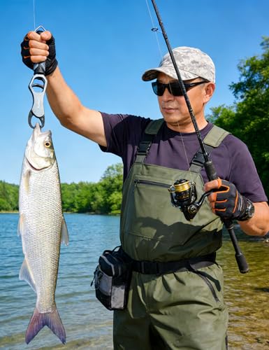 11" Fish Lip Gripper with Scale,Max 40lbs Scale | Aluminium Fish Grabber Tool with Lanyard