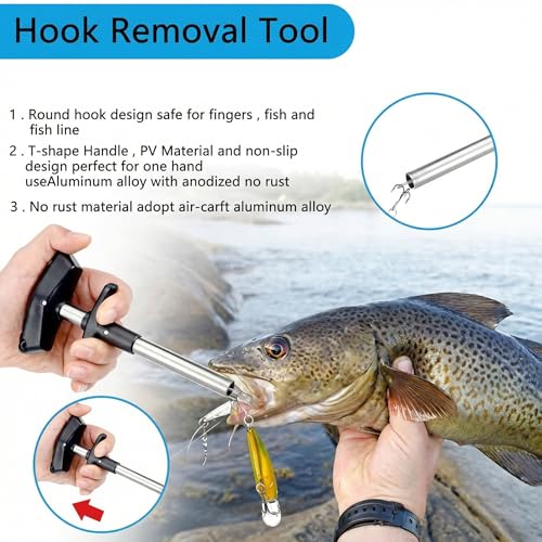 Sosation 134 Pcs Fishing Tool Fishing Tackle Box Kit and Equipment for Adults Beginner Gift, Hook Remover, Pliers Kit, Backpack Tackle Container Lures, Lip Gripper, Weigh Scale - color: Black