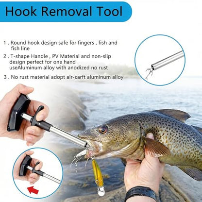Sosation 134 Pcs Fishing Tool Fishing Tackle Box Kit and Equipment for Adults Beginner Gift, Hook Remover, Pliers Kit, Backpack Tackle Container Lures, Lip Gripper, Weigh Scale - color: Black