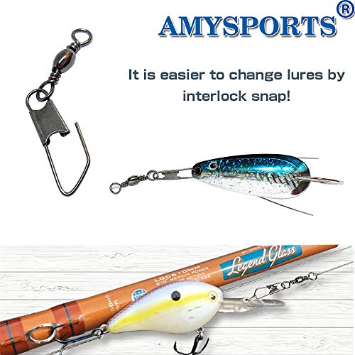 AMYSPORTS Stainless Steel Snap Swivel Saltwater High Strength Snaps Fishing Barrel Line Connector Fishing Swivels Barrel Safety Snap Fishing Tackle Stainless Steel Accessories - size: Size2/0 (79lb) 50 pcs