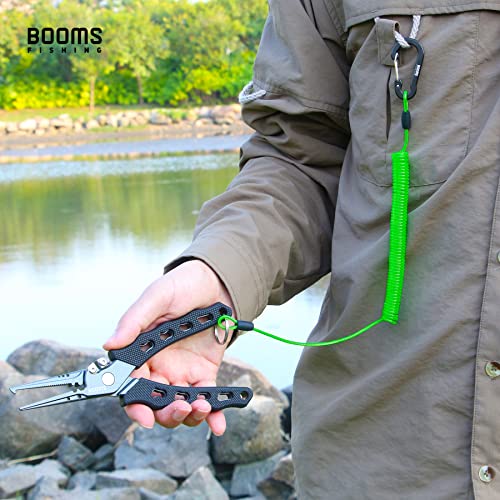 Booms Fishing T01 Coiled Lanyards for Fishing Rods and Fly Fishing Nets - color: Green, 3pcs