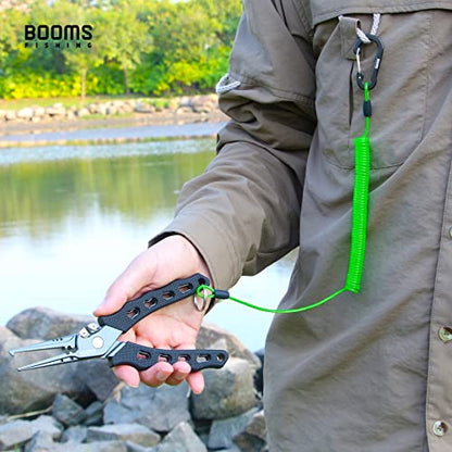 Booms Fishing T01 Coiled Lanyards for Fishing Rods and Fly Fishing Nets - color: Green, 3pcs