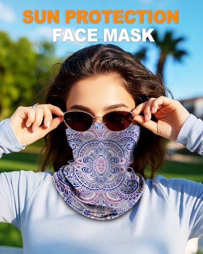 4Pack Neck Gaiter for Men Women Face Cover Mask Head Wrap Balaclava Headwear Bandana Headband Magic Scarf - color: A-bohemian-4