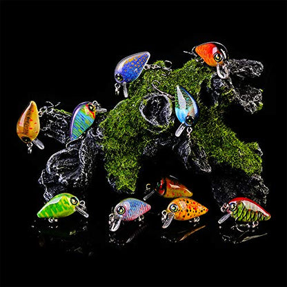 Mini Crankbait Fishing Lures Kits Swimbait Wobbler Hard Baits for Bass Trout Pike Freshwater and Saltwater 10pc-20pc/pack - color: 10pcs-2.85cm/0.069oz