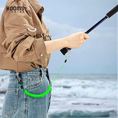 Booms Fishing T01 Coiled Lanyards for Fishing Rods and Fly Fishing Nets - color: Green, 3pcs