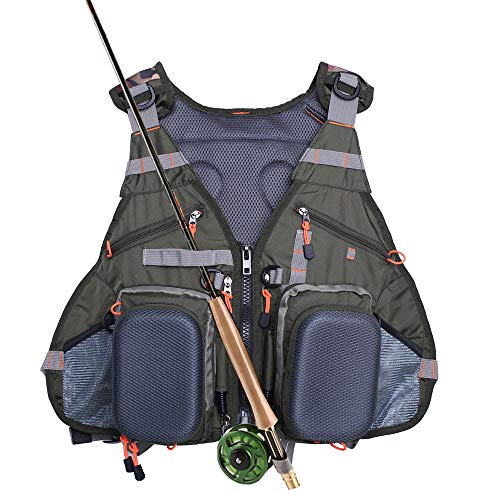 Waxaya Lightweight Fly Fishing Vest with Multi Pockets Adjustable Size Mesh Fishing Backpack for Men and Women - color: Green2