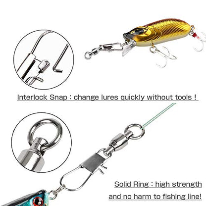 AMYSPORTS Stainless Steel Fishing Swivel Snap Ball Bearing Snap Swivels Fishing High Strength Saltwater Swivels Snaps Interlock Fishing Tackle Swivel Fishing Line Connector - size: size3 (37.9lb) 25 pcs