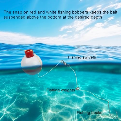 SILANON Fishing Bobbers Set Hard ABS Fishing Floats Bulk Snap on Round Bobbers for Fishing Push Button Fishing Bobbers Floats Assortment Red and White Buoy Floats 0.5-2.5inch - size: 1.25inch-10pcs