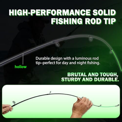 Spinning & Casting Fishing Rod, Durable Carbon & Glass Composite Blank, ML Power, Ceramic Guides, Fluorescent Strike Tip, Split Handle, Gift-Ready, Freshwater/Saltwater - size: LTWZB21-7'0"